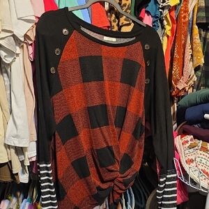 Maurices Black and Red Plaid Blouse